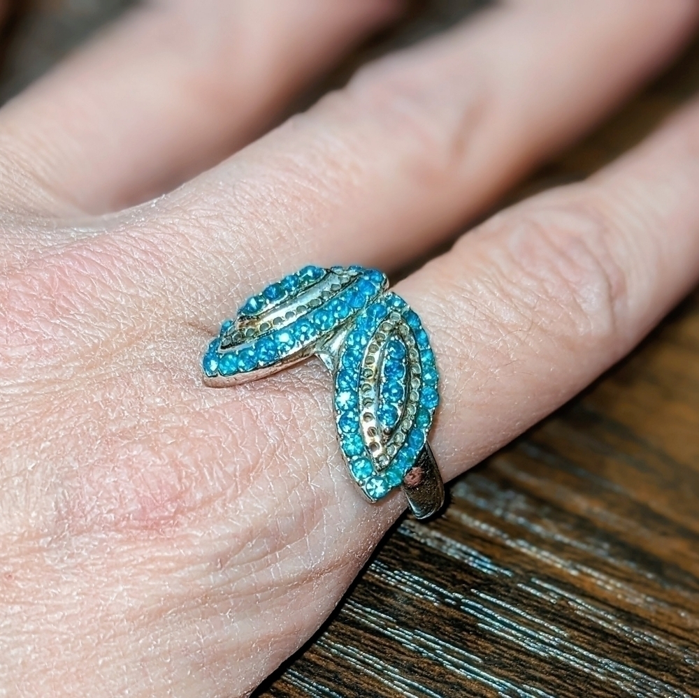 Aquamarine & Silver Double Oval Cocktail Ring